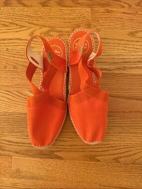 Orange Canvas Slingback Espadrille Flats